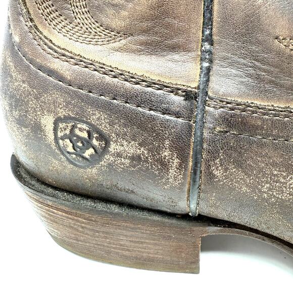 Ariat Size 9.5 EE Brown Leather Cowboy Western Boots Style 10018588‎ Distressed main image 7